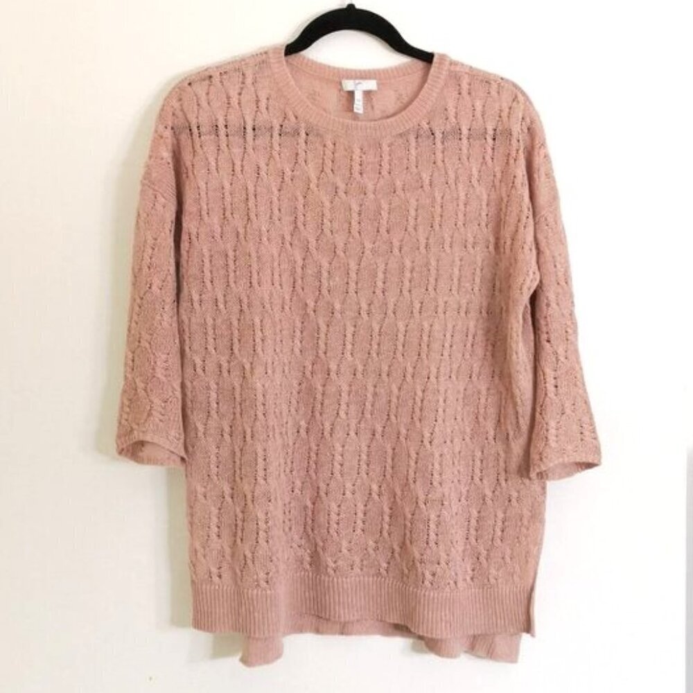 Joie Oversized 100% Linen‎ Loose Knit 3/4 Sleeve Sweater Size XS (~L)